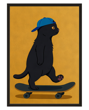 Chat Skateur avec cadre