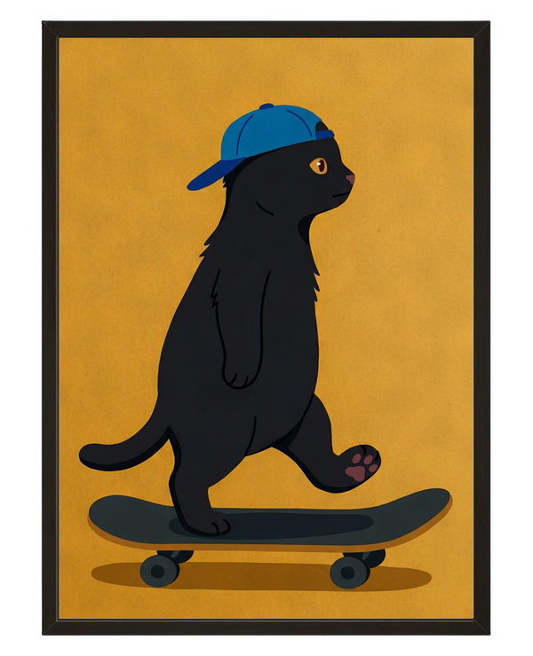 Chat Skateur avec cadre