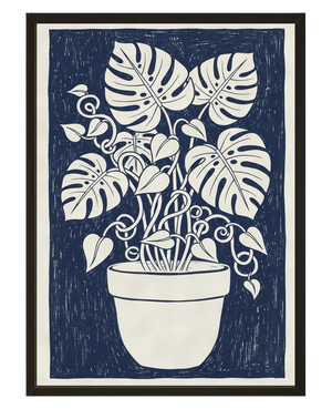 Monstera Linogravure avec cadre