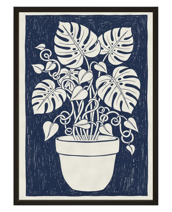 Monstera Linogravure avec cadre