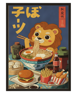 Lion Gourmand avec cadre