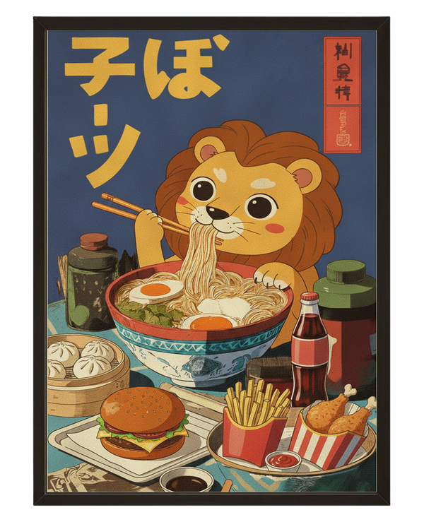 Lion Gourmand avec cadre