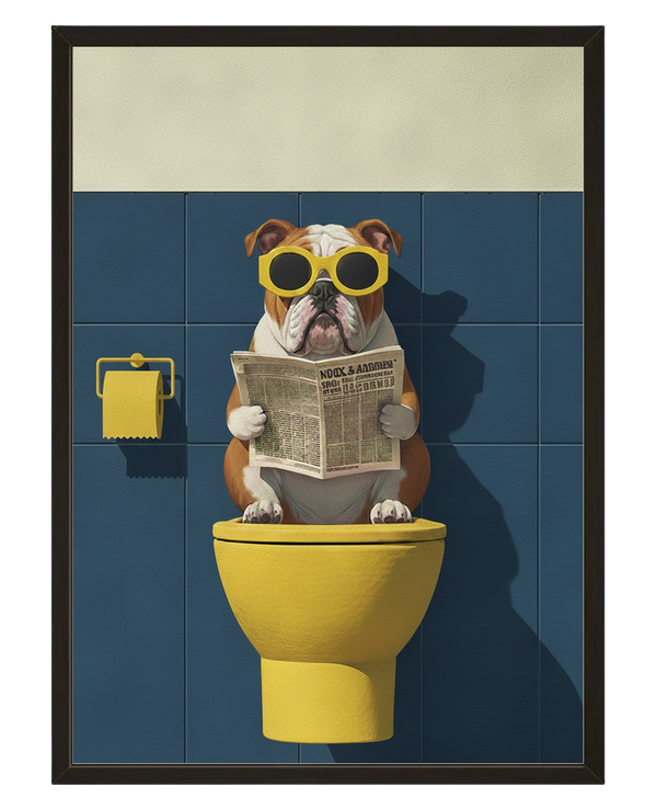 Chien Au Toilette avec cadre