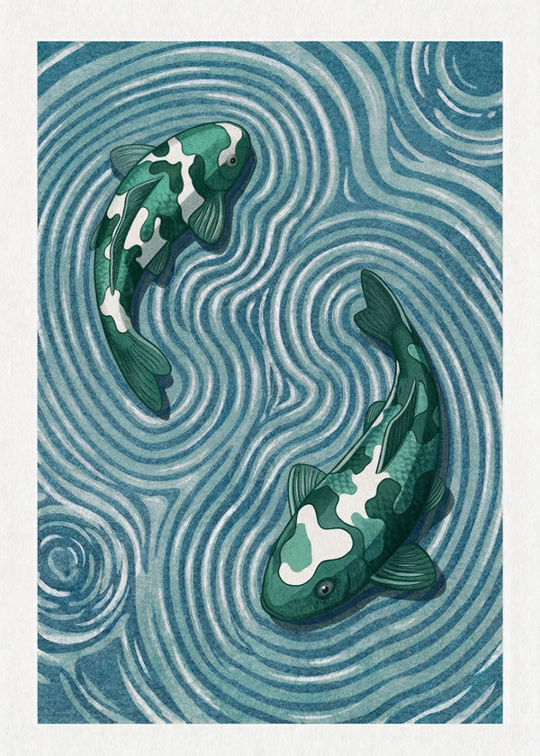 Double Carpe Turquoise sans cadre