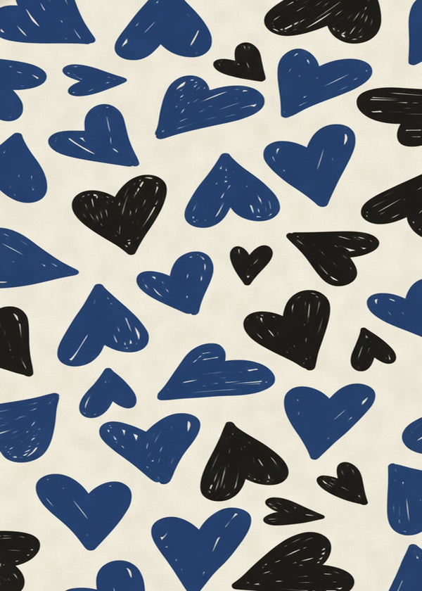 Coeurs Bleu Noir sans cadre