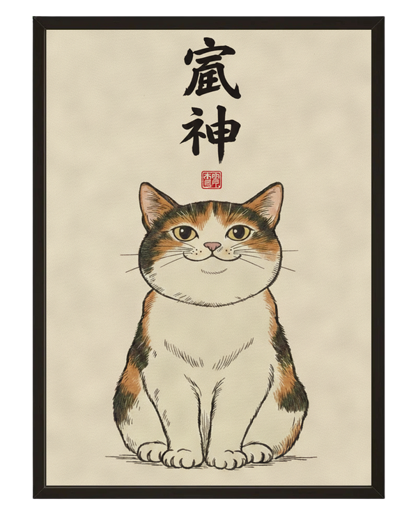 Le Chat Heureux avec cadre