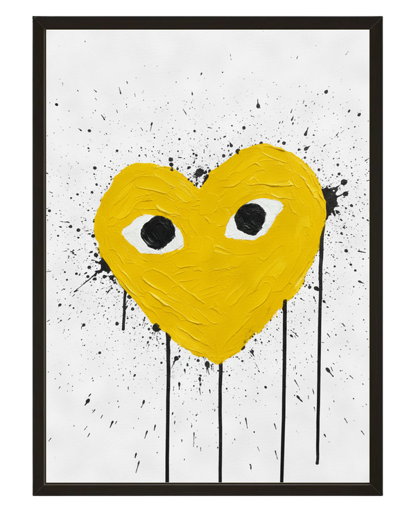 Coeur Jaune Coulant avec cadre