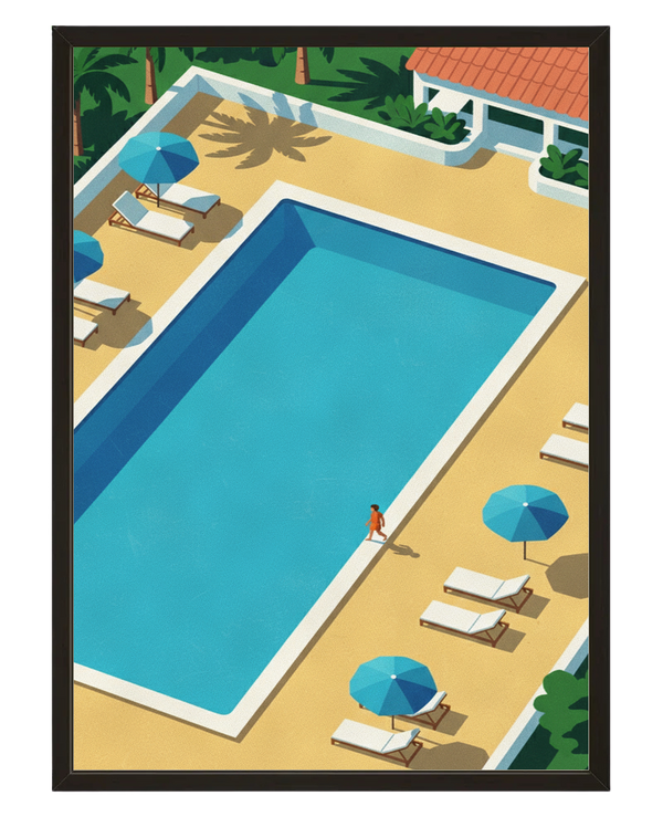 Midi A La Piscine avec cadre