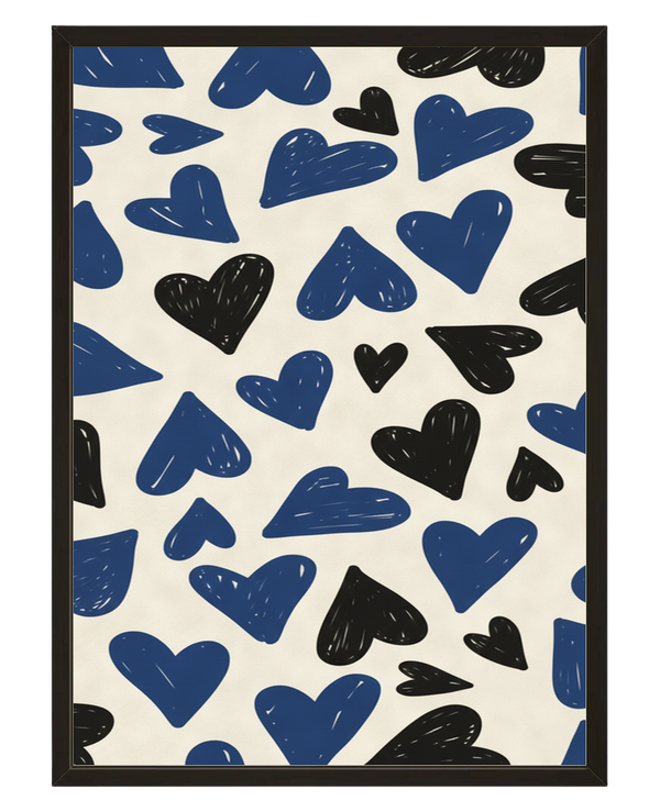 Coeurs Bleu Noir avec cadre