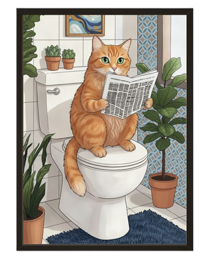 Le Chat Au Toilette avec cadre