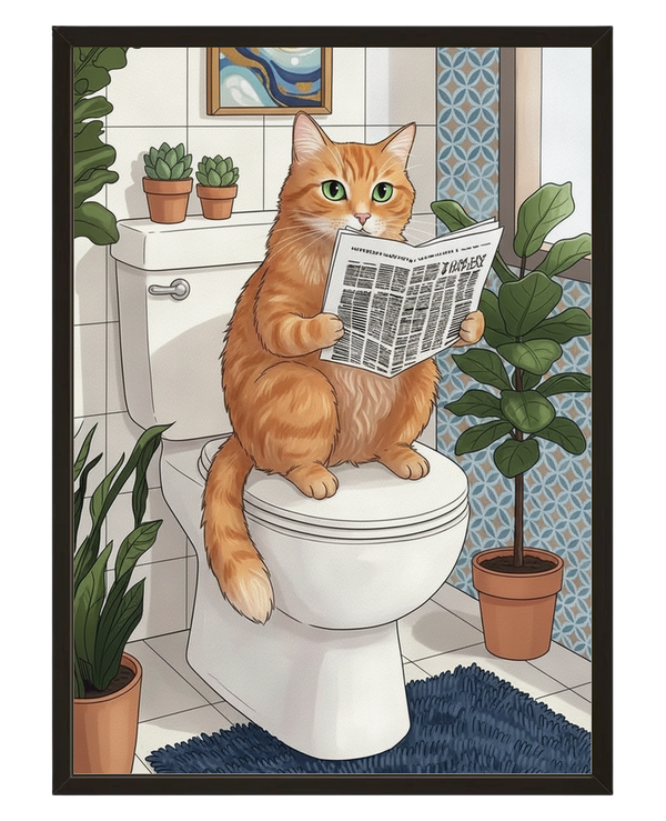 Le Chat Au Toilette avec cadre