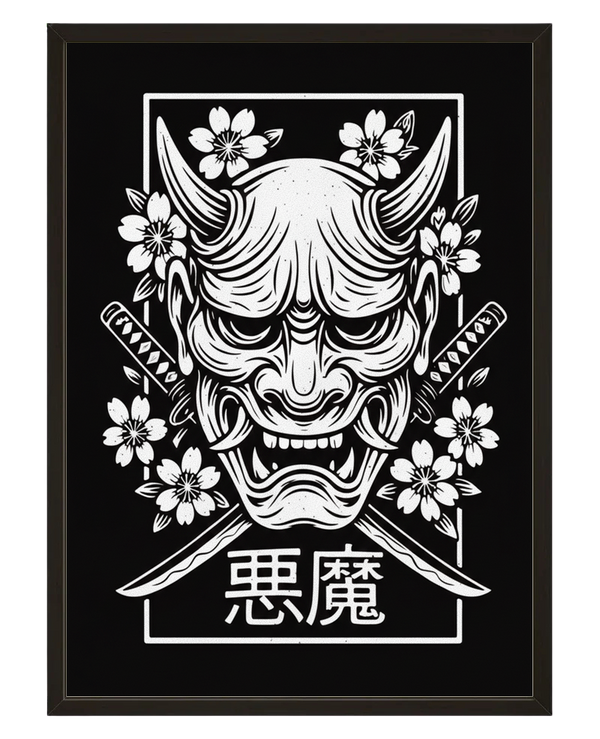 Masque Hannya avec cadre