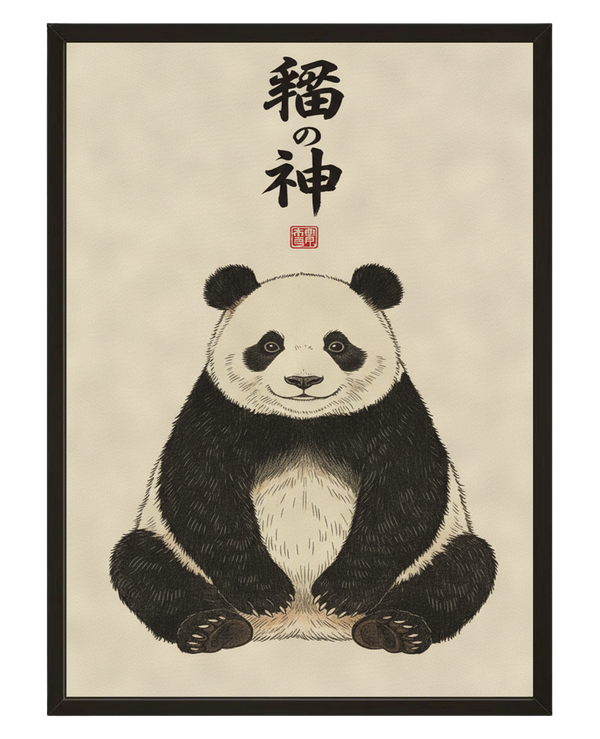 Le Panda Heureux avec cadre